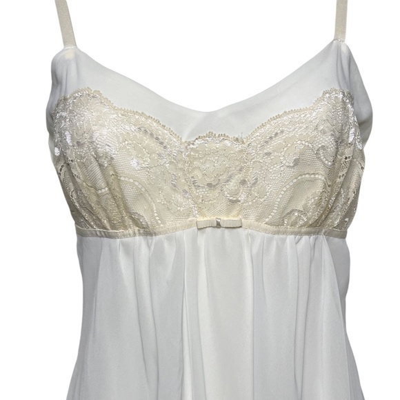 Oscar de la Renta Pink Label Sleeveless Babydoll Chemise Nightgown Ivory Size M - Picture 3 of 7